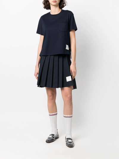 Thom Browne Rwb Tab Cotton T-shirt In Blue