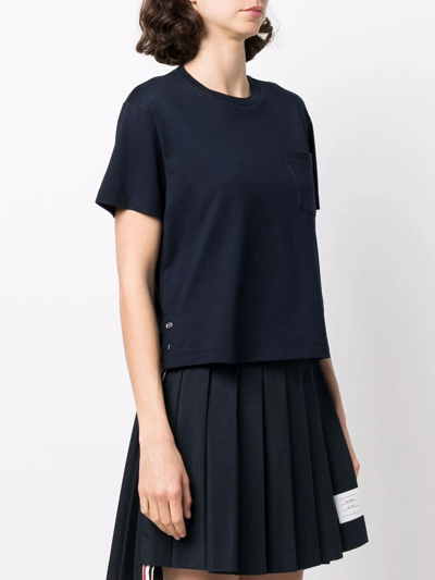 Thom Browne Rwb Tab Cotton T-shirt In Blue