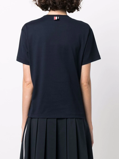 Thom Browne Rwb Tab Cotton T-shirt In Blue