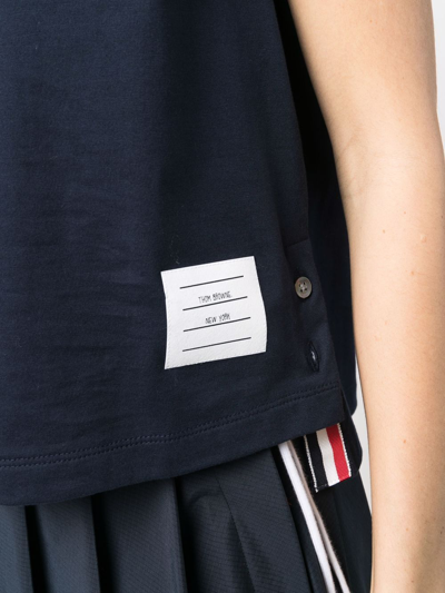 Thom Browne Rwb Tab Cotton T-shirt In Blue