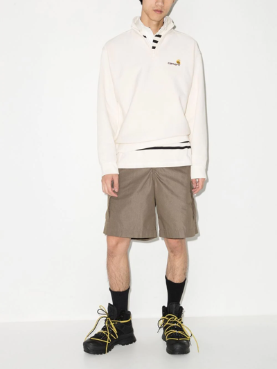 Carhartt Off-white Half Zip American Script Sweatshirt In Weiss