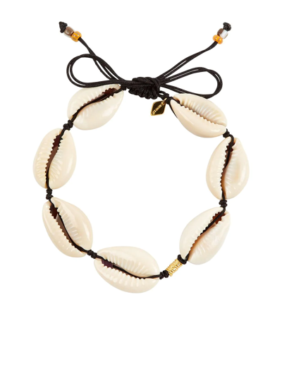 Shop Anni Lu Shell Cord Anklet In Weiss