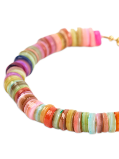 Shop Anni Lu Holiday Rainbow Beaded Bracelet In Gold