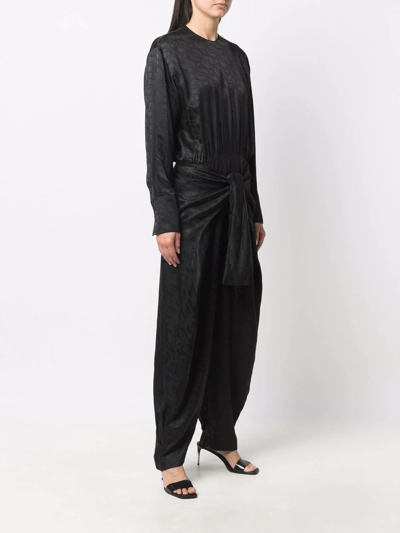 Shop Stella Mccartney Tied Waistband Patterned Jumpsuit In Black