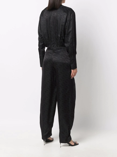 Shop Stella Mccartney Tied Waistband Patterned Jumpsuit In Black