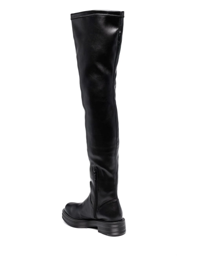 Shop Love Moschino Logo-print Knee-high Boots In Black
