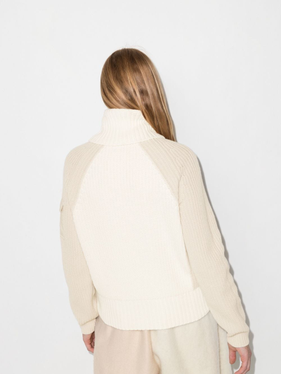 Shop Moncler Two-tone Roll-neck Jumper In Neutrals