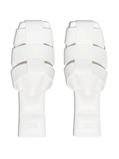 Shop Khaite Perry Cage Flat Mules In 100 White