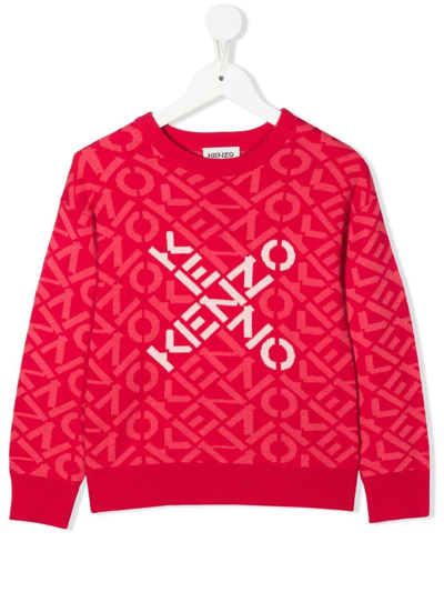 Shop Kenzo Intarsia-knit Logo Jumper In Pink