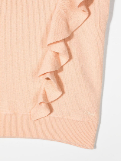 Shop Chloé Ruffle-detail Knitted Pullover In Pink
