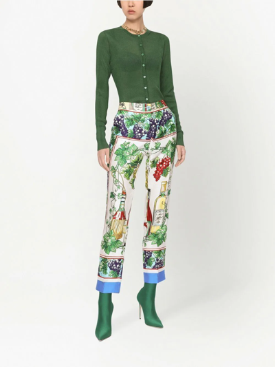 Dolce & Gabbana Rib-knit Long-sleeve Cardigan In Green