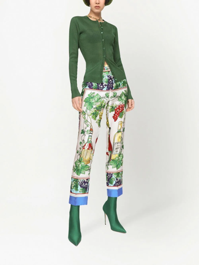 Dolce & Gabbana Rib-knit Long-sleeve Cardigan In Green