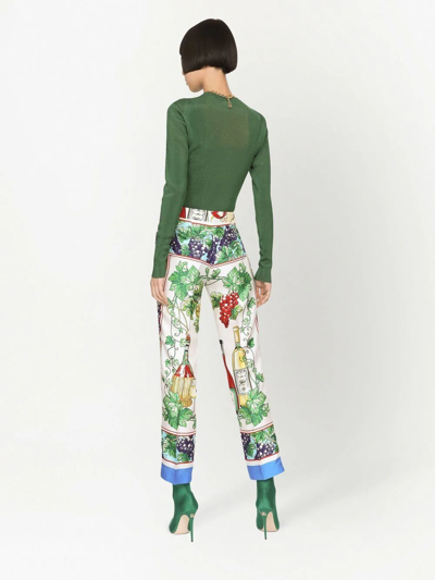 Dolce & Gabbana Rib-knit Long-sleeve Cardigan In Green