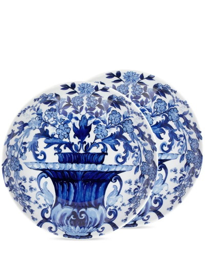 Shop Dolce & Gabbana Set-of-two Soup Bowls In Blue