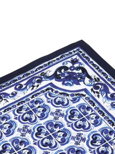 Dolce & Gabbana Set Of Two Linen Napkins In Blue