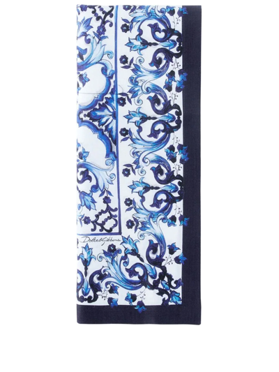 Shop Dolce & Gabbana Set Of Two Linen Napkins In Blue