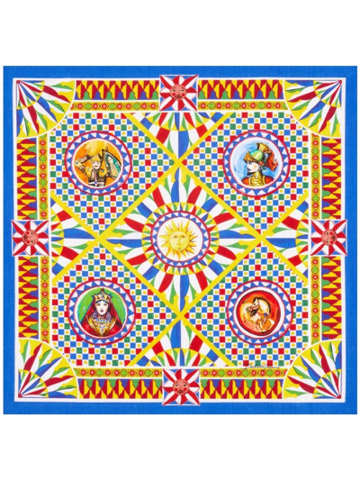 Dolce & Gabbana Set Of Two Linen Napkins In Blue