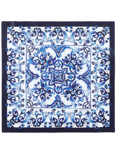 Shop Dolce & Gabbana Set Of Two Linen Napkins In Blue