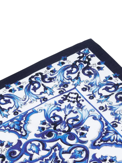 Shop Dolce & Gabbana Set Of Two Linen Napkins In Blue