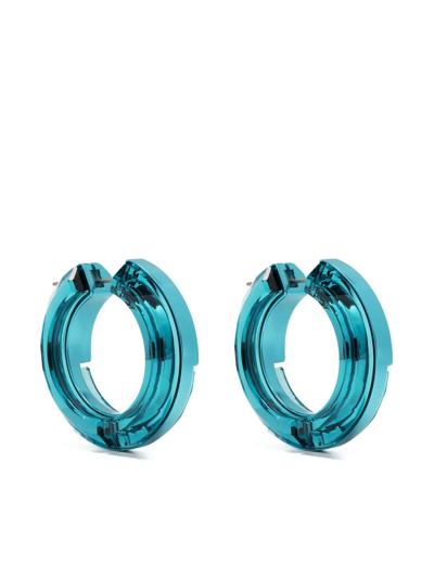 Shop Swarovski Lucent Hoop Earrings In Blau