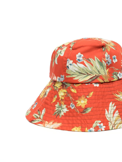 Shop Erdem Floral Cotton Bucket Hat In Rot