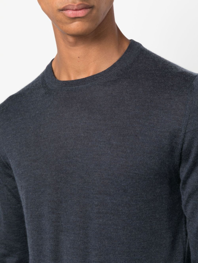 Shop Fedeli Crew-neck Cashmere-silk Jumper In Blau