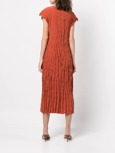 Shop Totême Crinkled Cap-sleeve Dress In Red