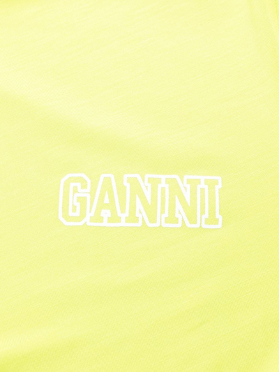 Shop Ganni Logo-print T-shirt Dress In Grün