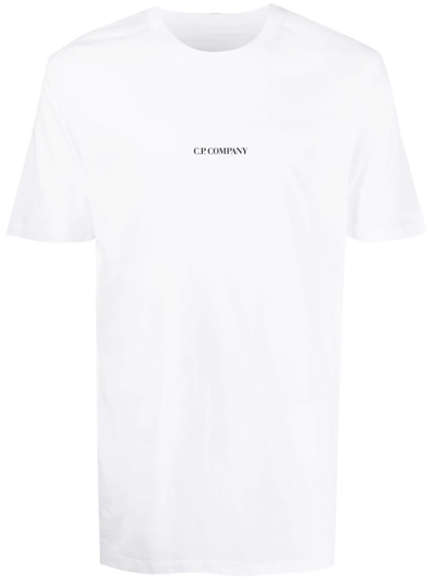 Shop C.p. Company Logo-print Cotton T-shirt In Weiss