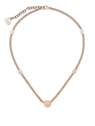 Shop Gucci Double G Crystal-embellished Necklace In Pink