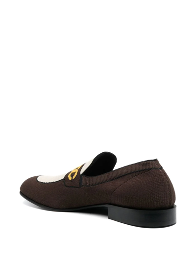 Marni Sock-style Chain-print Loafers In Braun