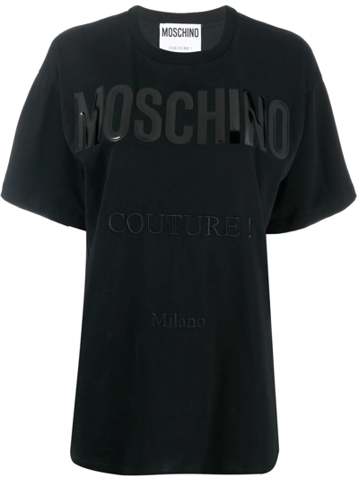 Shop Moschino Logo-print Organic Cotton T-shirt In Schwarz