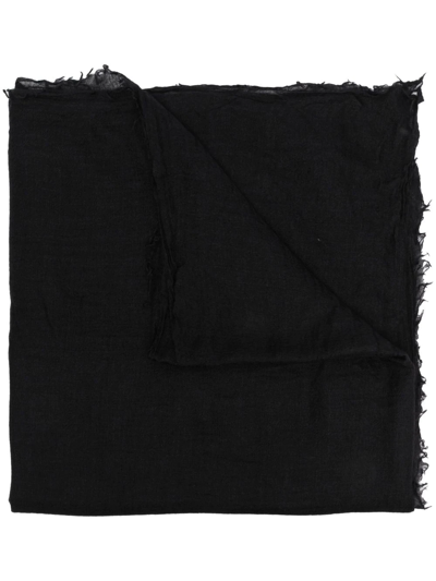 Shop Rick Owens Frayed Cashmere-silk Scarf In Schwarz