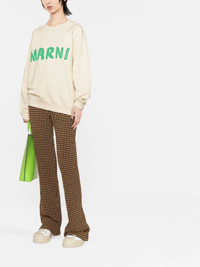Shop Marni Painterly-print Branded Sweatshirt In Nude