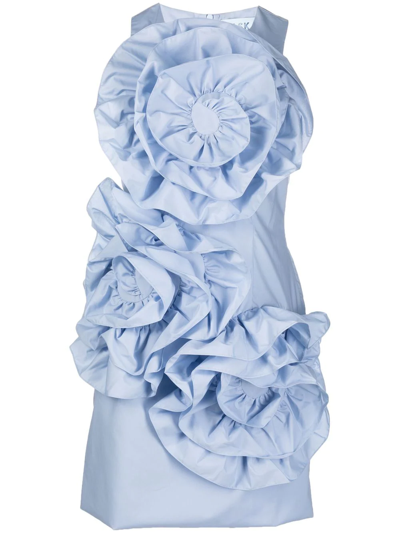 Shop Paskal Floral-appliqué Mini Dress In Blau