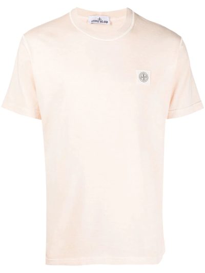 Stone Island Compass-patch Cotton T-shirt In Rosa | ModeSens