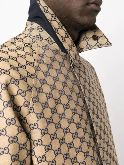 Shop Gucci Reversible Collared Coat In Blau