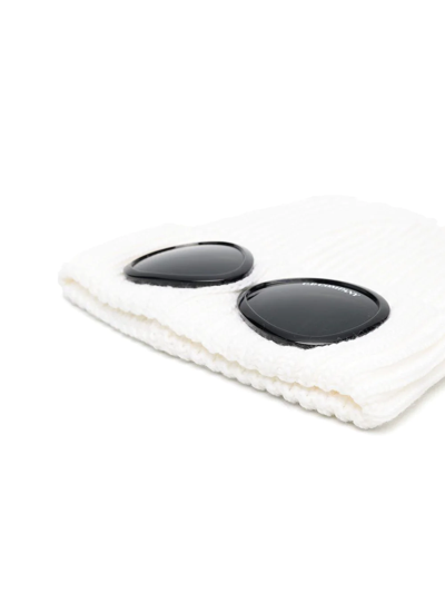 Shop C.p. Company Lens-detail Wool Beanie In White