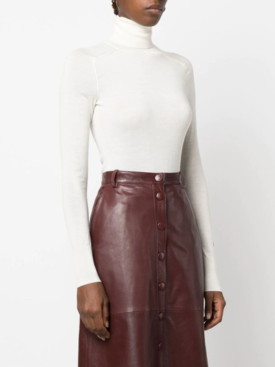 Shop Victoria Beckham High-neck Long-sleeve Top In Nude