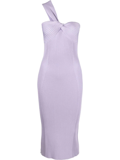 Shop Jonathan Simkhai Ribbed One-shoulder Midi Dress In Violett