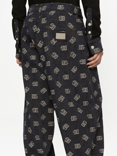 Dolce & Gabbana Stretch Jacquard Pants Dg Logo In Black