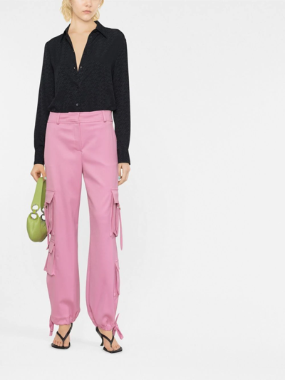 Pinko Monogram Pattern Button-up Shirt In Schwarz