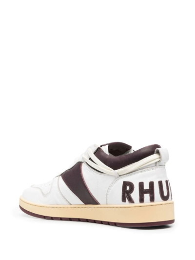 Shop Rhude Logo-print Low-top Sneakers In Weiss