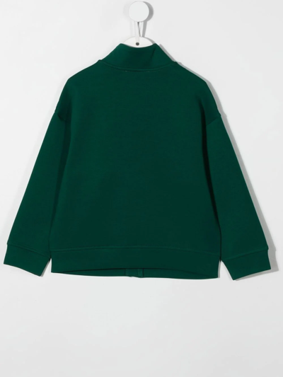 Emporio Armani Logo-print Long-sleeve Cardigan In Grün