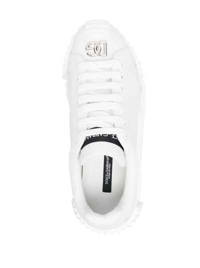 Shop Dolce & Gabbana Logo-lettering Low-top Sneakers In Weiss