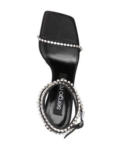 Shop Sergio Rossi Dinasty 95mm Crystal-embellished Leather Sandals In Black