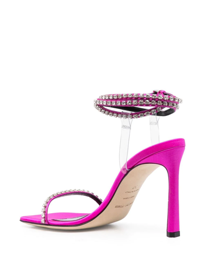 Sergio Rossi 110mm Crystal-embellished Leather Sandals In Rosa