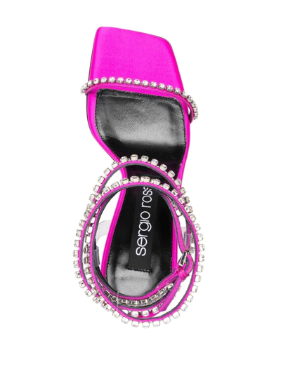 Shop Sergio Rossi 110mm Crystal-embellished Leather Sandals In Rosa