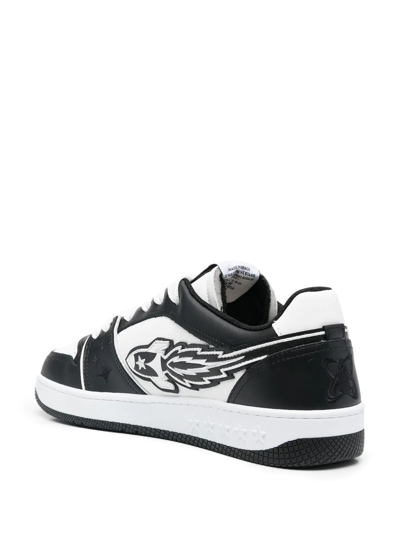 Shop Enterprise Japan Logo-detail Leather Sneakers In Schwarz