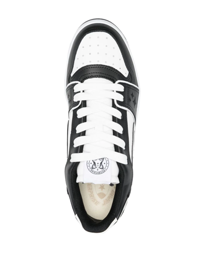 Shop Enterprise Japan Logo-detail Leather Sneakers In Schwarz